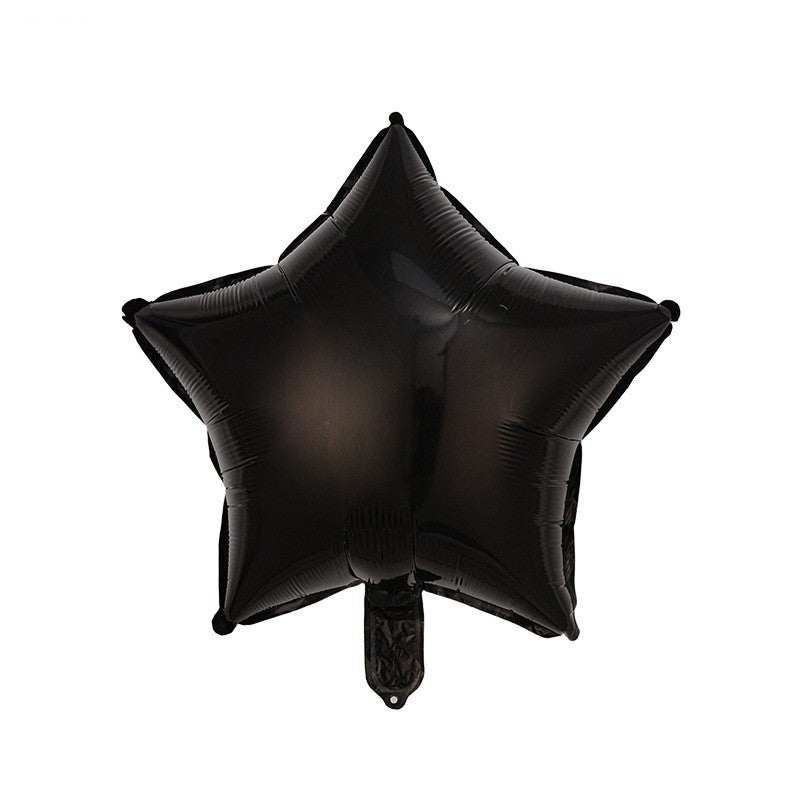Set 5 Baloane din Folie Metalizata, ANGELBEAR, Figurine, Tema Halloween, Pai Inclus, Ambalaj Individual, Umflare cu Aer sau Heliu, Figurina Craniu 50.5x74 cm, Stelute si Cerculete 45 cm, Alb-Negru