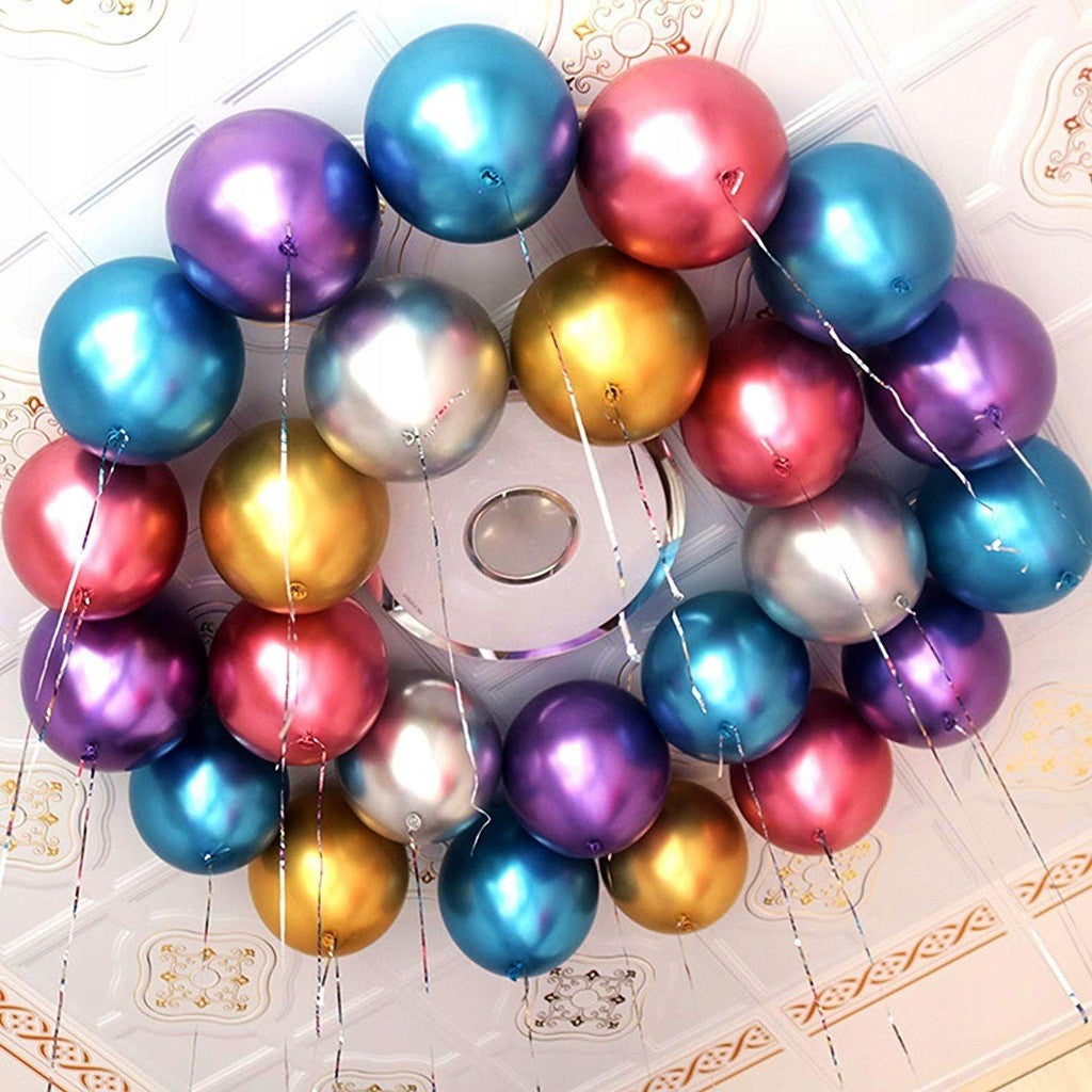 Set 50 Baloane din Latex Chrome, ANGELBEAR, Model Party, 23 cm, Multicolor, 2.2 g
