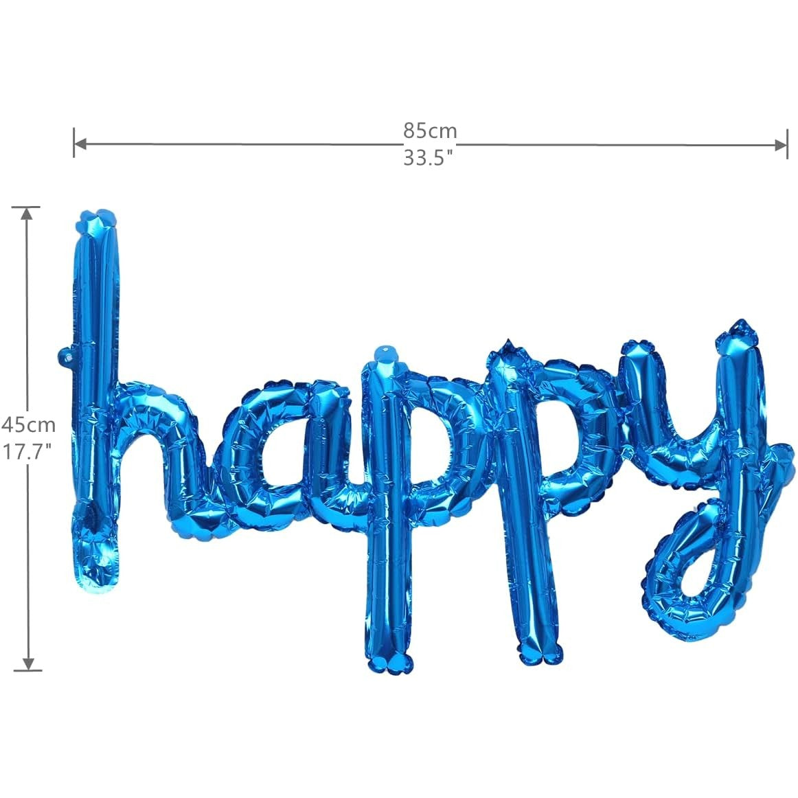 Set Baloane din Folie Metalizata, ANGELBEAR, Model Happy Birthday, 45x85 cm, 45x124cm, Baloane Party, Ambalaj Individual, Pai Inclus, Umflare cu Aer sau Heliu, Albastru