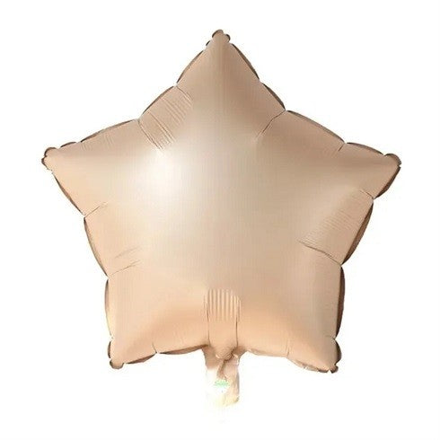 Set 25 de Baloane din Folie Metalizata si Latex, ANGELBEAR, Figurine 2 Stele, 4 Baloane Confetti, 13 Litere, 6 Latex, Model Happy Birthday, Tema Aniversare, 40 cm, Ambalaj Individual, Pai Inclus, Umflare cu Aer sau Heliu, Bej