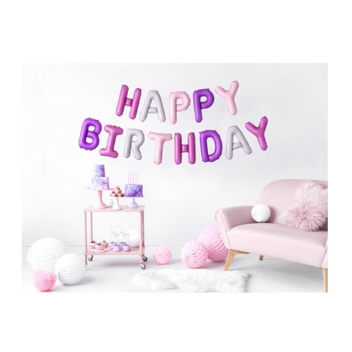 Set baloane folie ANGELBEAR, Happy Birthday, 40 cm, multicolor