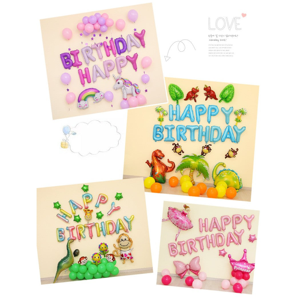 Set baloane folie ANGELBEAR, Happy Birthday, 40 cm, multicolor