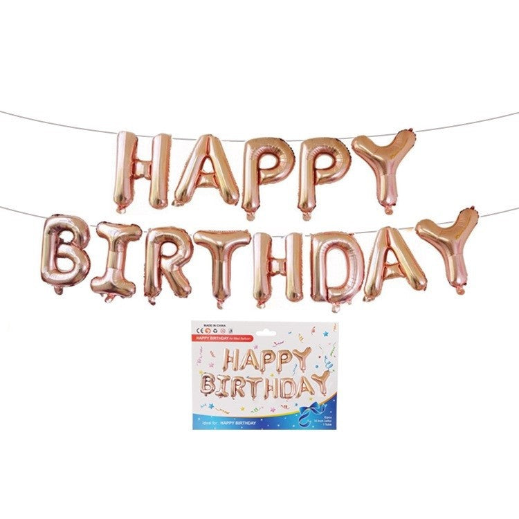 Set baloane folie ANGELBEAR, Happy Birthday, 40 cm, rose gold