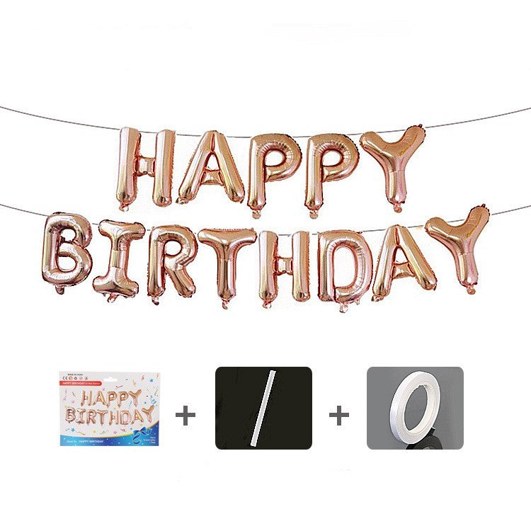 Set baloane folie ANGELBEAR, Happy Birthday, 40 cm, rose gold