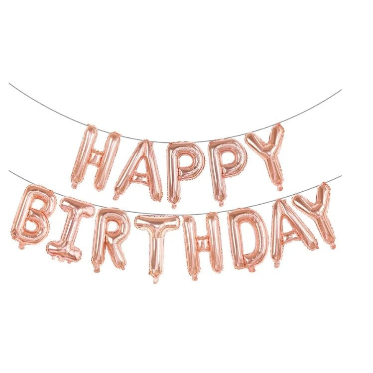 Set baloane folie ANGELBEAR, Happy Birthday, 40 cm, rose gold