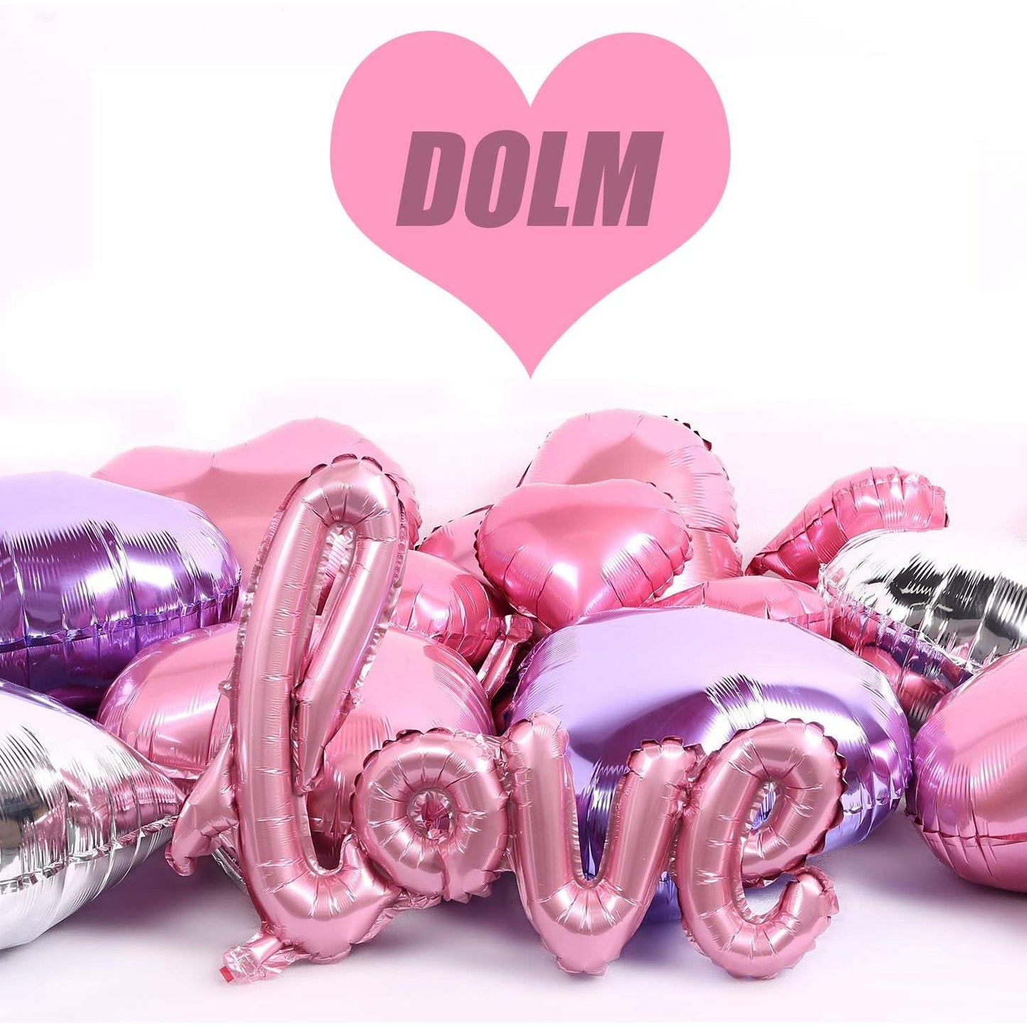 Balon din Folie Metalizata, ANGELBEAR, Model Love scris de mana, 102x65 cm, Tematica Ziua Îndrăgostiților, Ambalaj Individual, Pai Inclus, Umflare cu Aer sau Heliu, Roz
