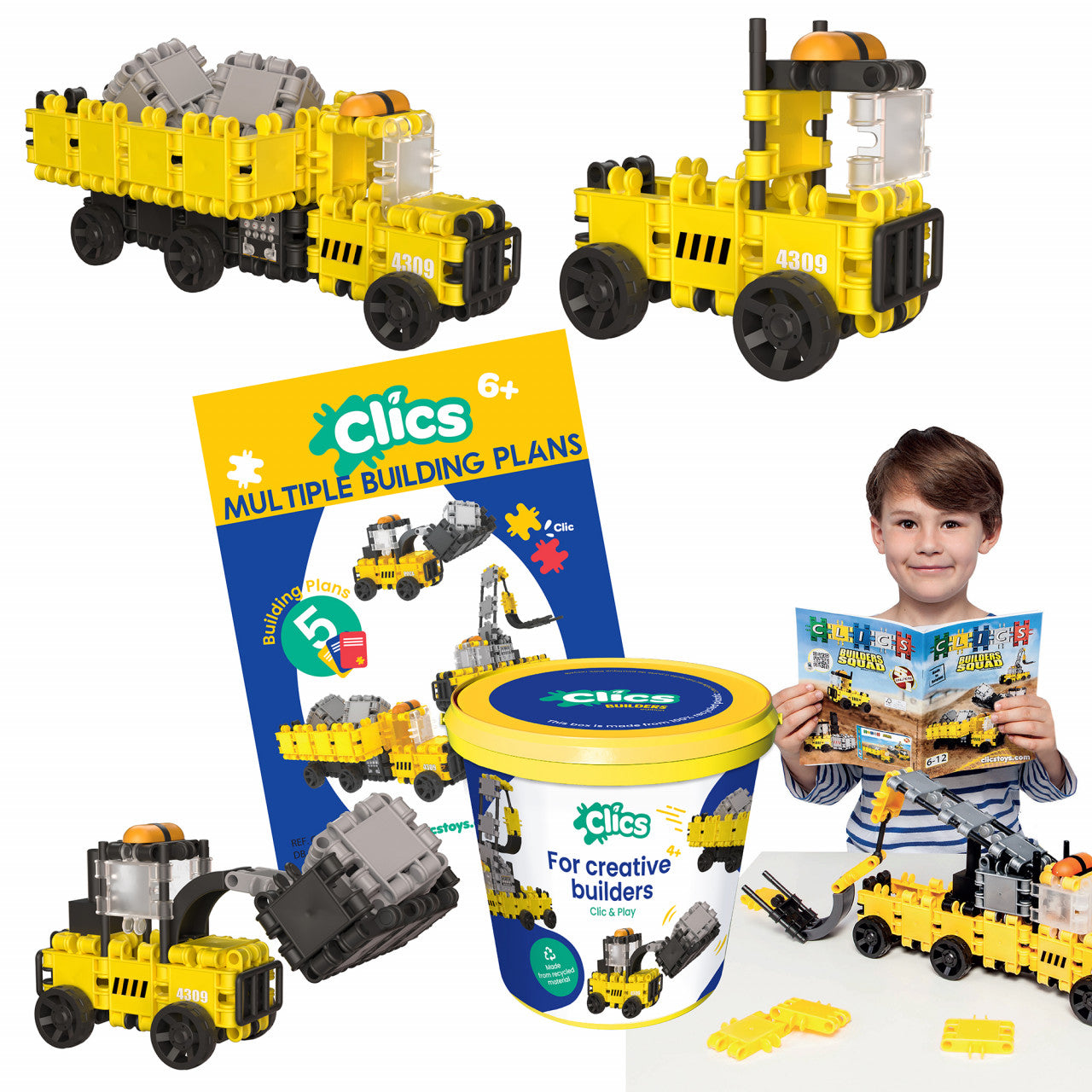 Set Clics de construit vehicule de constructie 5 in 1