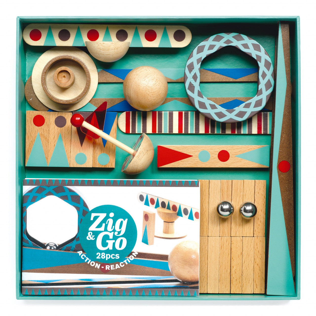 Set de constructie trasee Zig & Go Roll 28 piese, Djeco