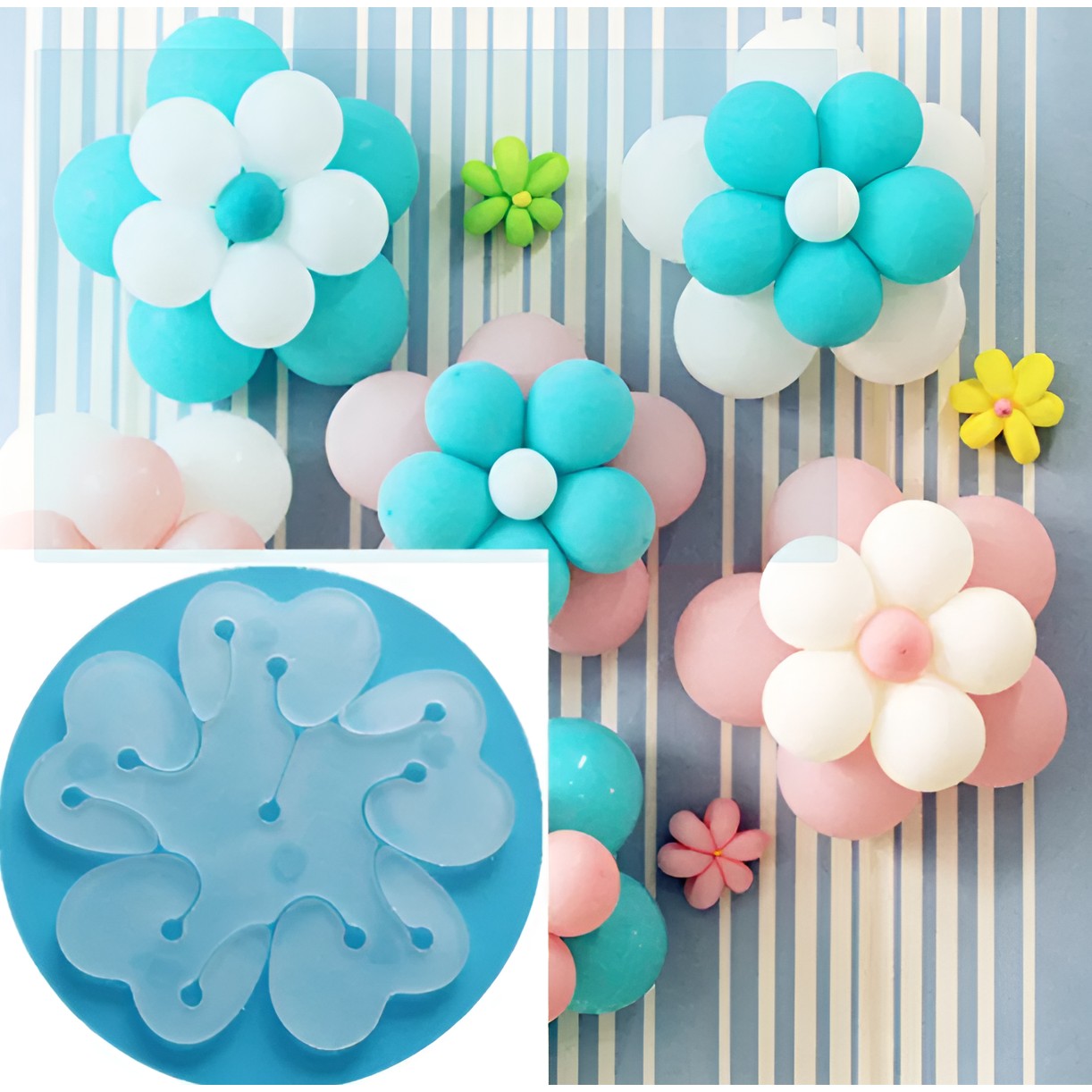 Suport pentru Baloane, ANGELBEAR, Care Formeaza o Floare, cu Doua Straturi, pentru 11 Baloane, 8x8cm, 4.6g