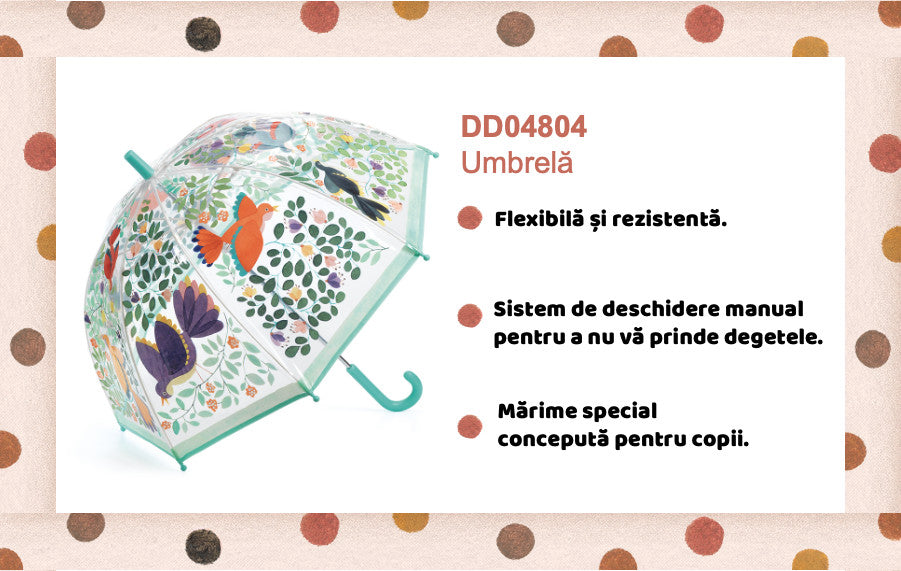 Umbrela pentru copii Flori si pasari, Djeco