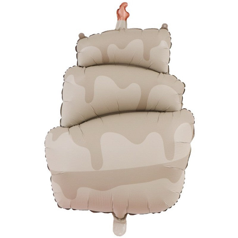 Balon din Folie Metalizata, ANGELBEAR, Figurina Animata, Model Tort, 96 x 55.5 cm, Ambalaj Individual, Pai Inclus, Umflare cu Aer sau Heliu, Maro