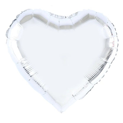 Balon din Folie Metalizata, ANGELBEAR, Figurina Inimioara, Model Simplu, Tematica Iubire, 40 cm, Ambalaj Individual, Pai Inclus, Umflare cu Aer sau Heliu, Argintiu