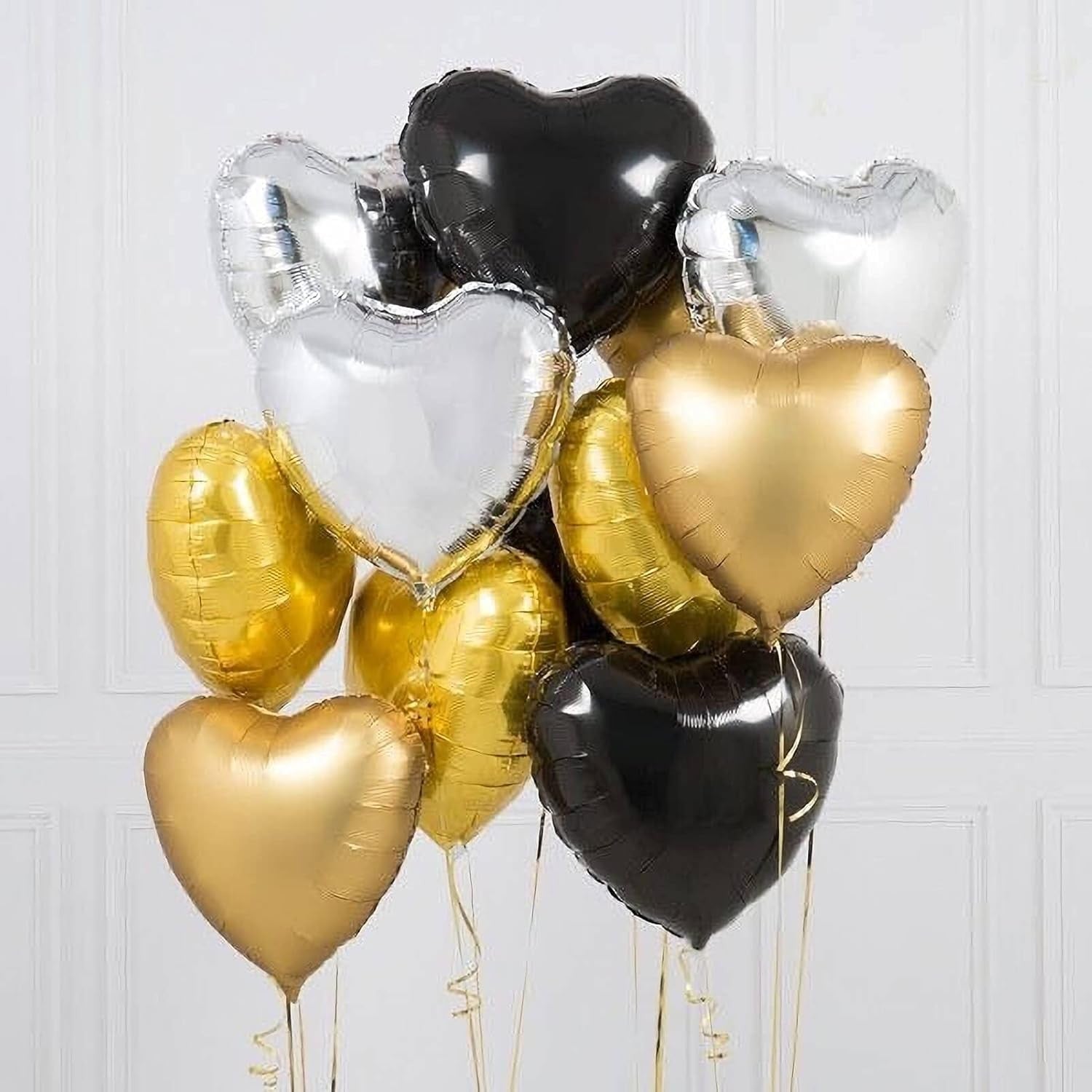 Balon din Folie Metalizata, ANGELBEAR, Figurina Inimioara, Model Simplu, Tematica Iubire, 40 cm, Ambalaj Individual, Pai Inclus, Umflare cu Aer sau Heliu, Argintiu