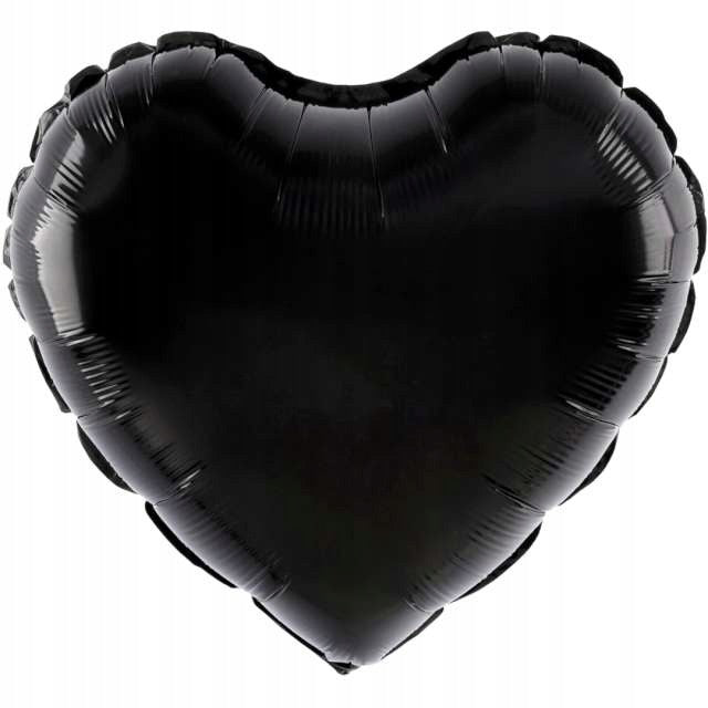 Balon din Folie Metalizata, ANGELBEAR, Figurina Inimioara, Model Simplu, Tematica Iubire, 40 cm, Ambalaj Individual, Pai Inclus, Umflare cu Aer sau Heliu, Negru