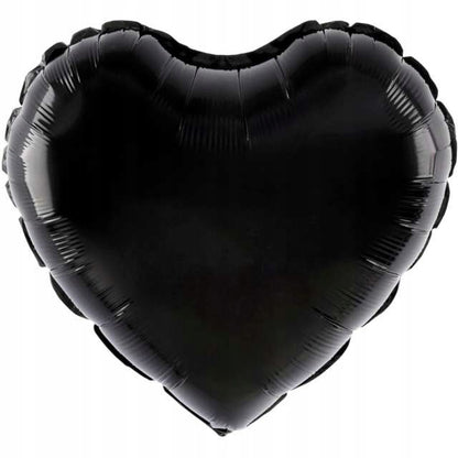 Balon din Folie Metalizata, ANGELBEAR, Figurina Inimioara, Model Simplu, Tematica Iubire, 40 cm, Ambalaj Individual, Pai Inclus, Umflare cu Aer sau Heliu, Negru