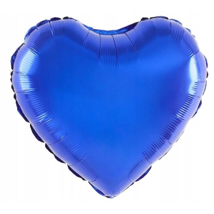 Balon din Folie Metalizata, ANGELBEAR, Figurina Inimioara, Model Simplu, Tematica Iubire, 40 cm, Ambalaj Individual, Pai Inclus, Umflare cu Aer sau Heliu, Albastru