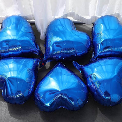 Balon din Folie Metalizata, ANGELBEAR, Figurina Inimioara, Model Simplu, Tematica Iubire, 40 cm, Ambalaj Individual, Pai Inclus, Umflare cu Aer sau Heliu, Albastru
