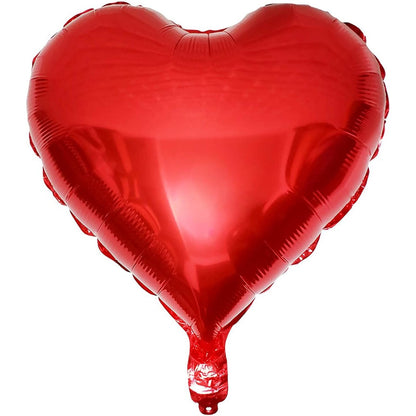 Balon din Folie Metalizata, ANGELBEAR, Figurina Inimioara, Model Simplu, Tematica Iubire, 40 cm, Ambalaj Individual, Pai Inclus, Umflare cu Aer sau Heliu, Rosu