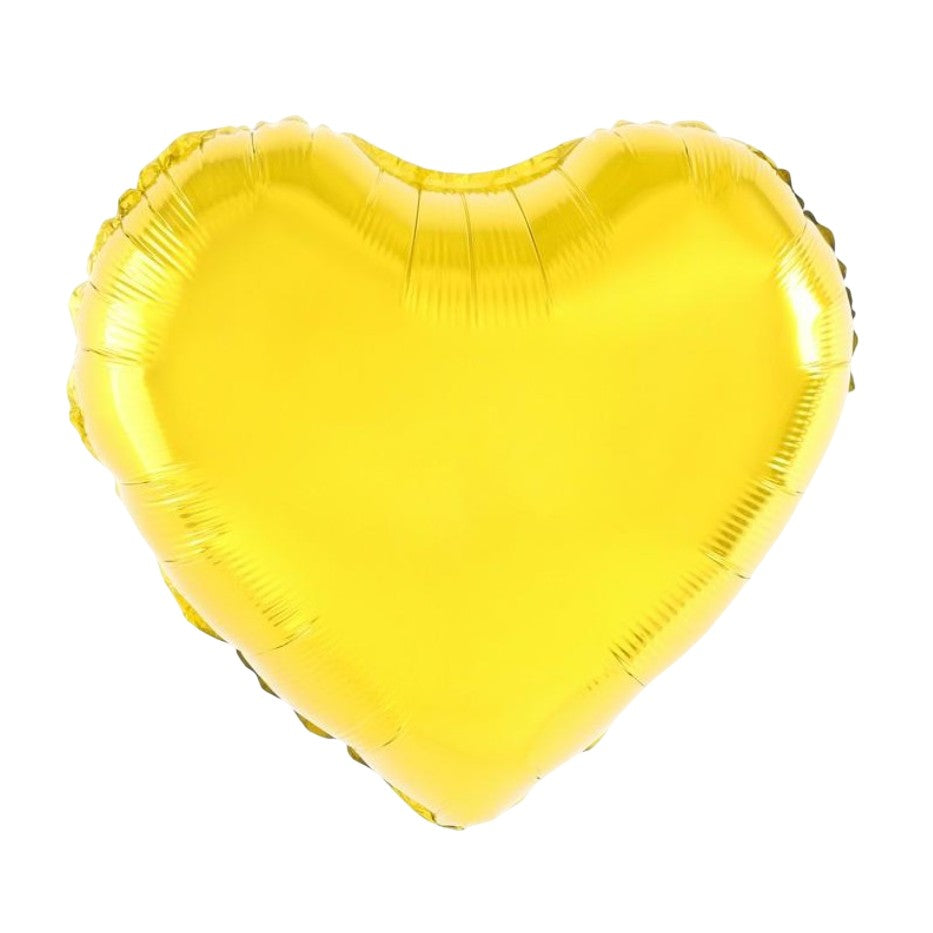 Balon din Folie Metalizata, ANGELBEAR, Figurina Inimioara, Model Simplu, Tematica Iubire, 40 cm, Ambalaj Individual, Pai Inclus, Umflare cu Aer sau Heliu, Auriu