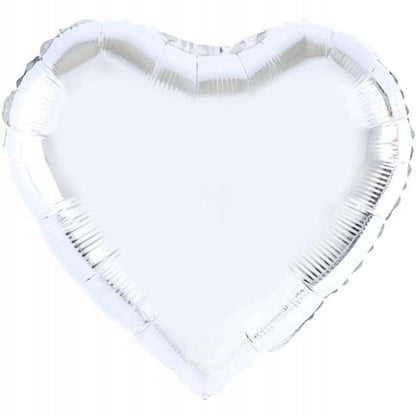 Balon din Folie Metalizata, ANGELBEAR, Figurina Inimioara, Model Simplu, Tematica Iubire, 40 cm, Ambalaj Individual, Pai Inclus, Umflare cu Aer sau Heliu, Argintiu