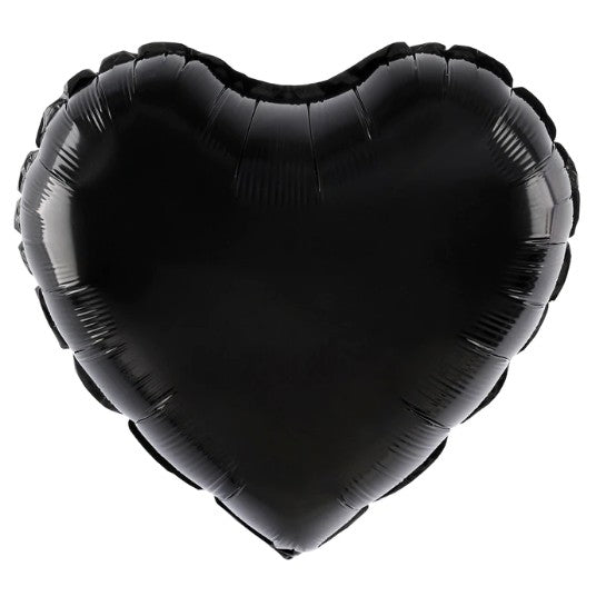 Balon din Folie Metalizata, ANGELBEAR, Figurina Inimioara, Model Simplu, Tematica Iubire, 40 cm, Ambalaj Individual, Pai Inclus, Umflare cu Aer sau Heliu, Negru