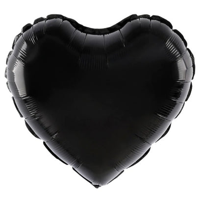 Balon din Folie Metalizata, ANGELBEAR, Figurina Inimioara, Model Simplu, Tematica Iubire, 40 cm, Ambalaj Individual, Pai Inclus, Umflare cu Aer sau Heliu, Negru