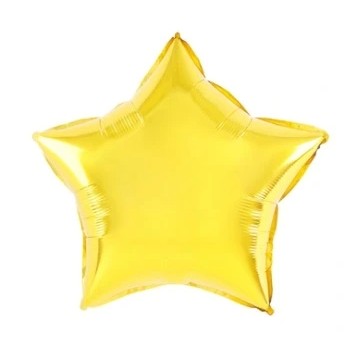 Balon din Folie Metalizata, ANGELBEAR, Figurina Stea, Model Simplu, Tematica Aniversare, 40 cm, Ambalaj Individual, Pai Inclus, Umflare cu Aer sau Heliu, Auriu
