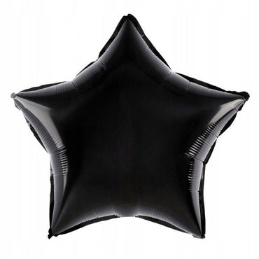 Balon din Folie Metalizata, ANGELBEAR, Figurina Stea, Model Simplu, Tematica Aniversare, 40 cm, Ambalaj Individual, Pai Inclus, Umflare cu Aer sau Heliu, Negru