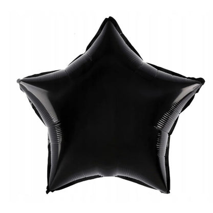 Balon din Folie Metalizata, ANGELBEAR, Figurina Stea, Model Simplu, Tematica Aniversare, 40 cm, Ambalaj Individual, Pai Inclus, Umflare cu Aer sau Heliu, Negru