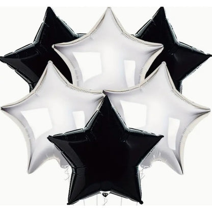 Balon din Folie Metalizata, ANGELBEAR, Figurina Stea, Model Simplu, Tematica Aniversare, 40 cm, Ambalaj Individual, Pai Inclus, Umflare cu Aer sau Heliu, Negru