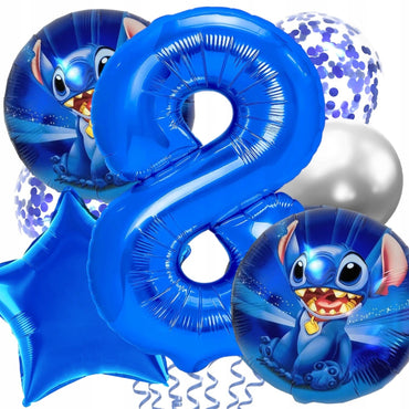 Balon din Folie Metalizata, ANGELBEAR, Figurina Stea, Model Simplu, Tematica Aniversare, 40 cm, Ambalaj Individual, Pai Inclus, Umflare cu Aer sau Heliu, Albastru