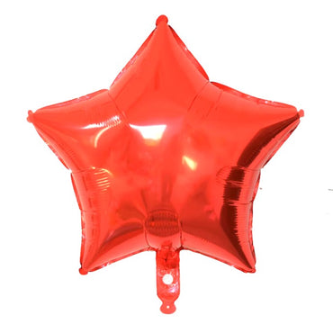 Balon din Folie Metalizata, ANGELBEAR, Figurina Stea, Model Simplu, Tematica Aniversare, 40 cm, Ambalaj Individual, Pai Inclus, Umflare cu Aer sau Heliu, Rosu