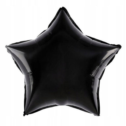 Balon din Folie Metalizata, ANGELBEAR, Figurina Stea, Model Simplu, Tematica Aniversare, 40 cm, Ambalaj Individual, Pai Inclus, Umflare cu Aer sau Heliu, Negru