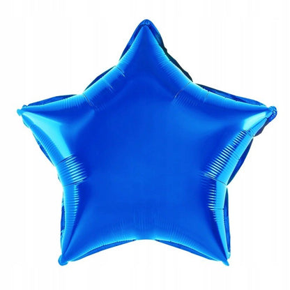 Balon din Folie Metalizata, ANGELBEAR, Figurina Stea, Model Simplu, Tematica Aniversare, 40 cm, Ambalaj Individual, Pai Inclus, Umflare cu Aer sau Heliu, Albastru