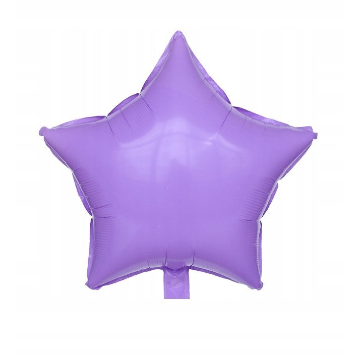 Balon din Folie Metalizata, ANGELBEAR, Figurina Stea, Model Simplu, Tematica Aniversare, 40 cm, Ambalaj Individual, Pai Inclus, Umflare cu Aer sau Heliu, Mov