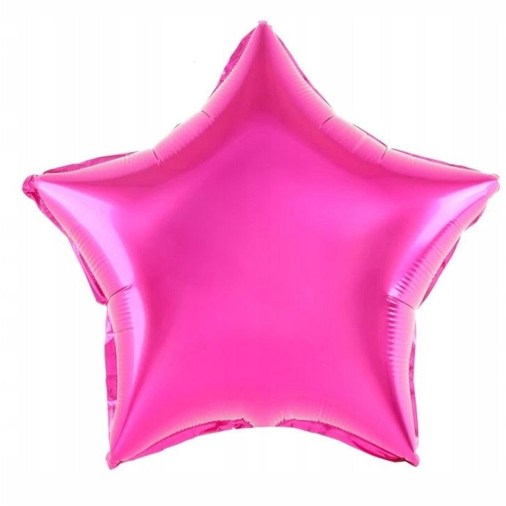 Balon din Folie Metalizata, ANGELBEAR, Figurina Stea, Model Simplu, Tematica Aniversare, 40 cm, Ambalaj Individual, Pai Inclus, Umflare cu Aer sau Heliu, Roz