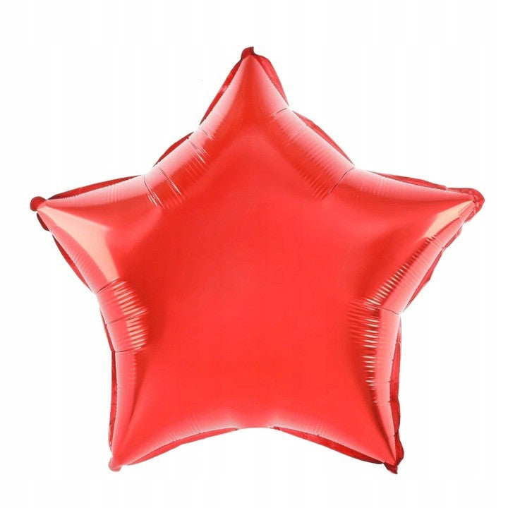 Balon din Folie Metalizata, ANGELBEAR, Figurina Stea, Model Simplu, Tematica Aniversare, 40 cm, Ambalaj Individual, Pai Inclus, Umflare cu Aer sau Heliu, Rosu