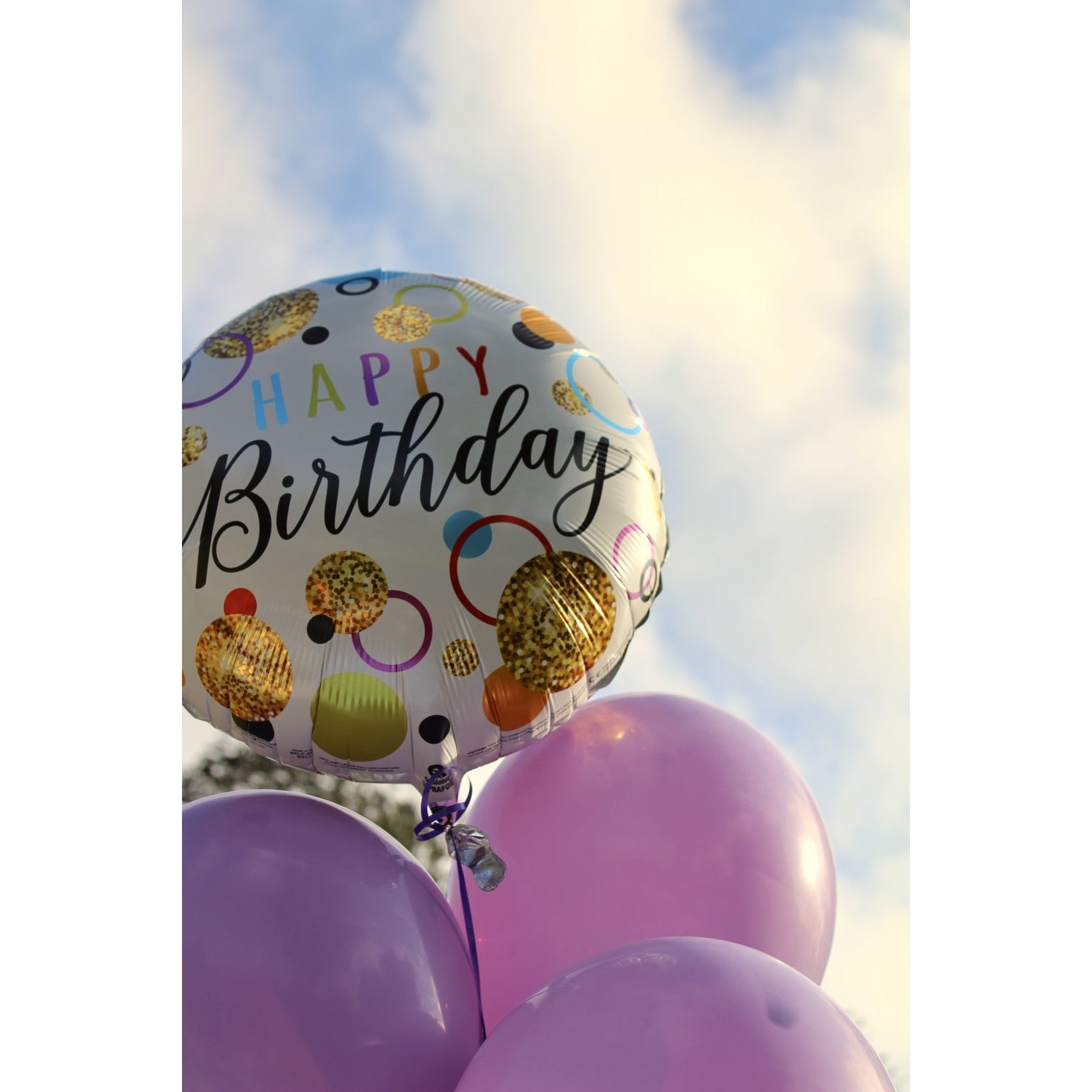 Balon din Folie Metalizata, ANGELBEAR, Figurine, Model 6, Happy Birthday, Tematica Aniversare, 45 cm, Ambalaj Individual, Pai Inclus, Umflare cu Aer sau Heliu, Multicolor