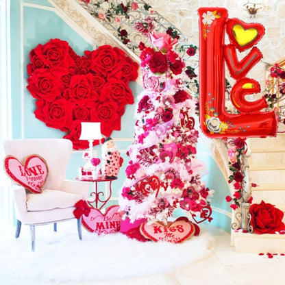 Balon din Folie Metalizata, ANGELBEAR, Figurine, Model LOVE, Tematica Iubire, 110x64 cm, Ambalaj Individual, Pai Inclus, Umflare cu Aer sau Heliu, Rosu