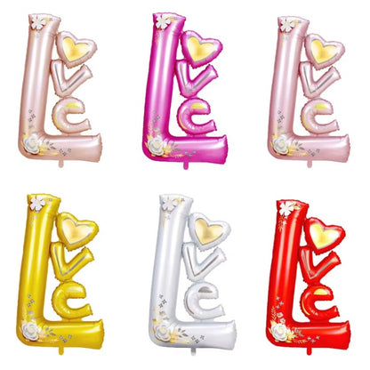 Balon din Folie Metalizata, ANGELBEAR, Figurine, Model LOVE, Tematica Iubire, 110x64 cm, Ambalaj Individual, Pai Inclus, Umflare cu Aer sau Heliu, Mov
