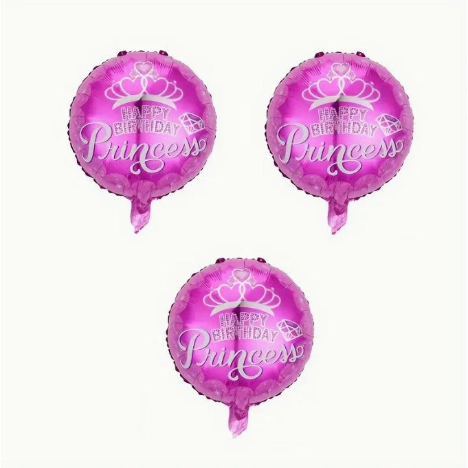 Balon din Folie Metalizata, ANGELBEAR, Figurine, Model Princess, Happy Birthday, Tematica Aniversare, 45 cm, Ambalaj Individual, Pai Inclus, Umflare cu Aer sau Heliu, Multicolor