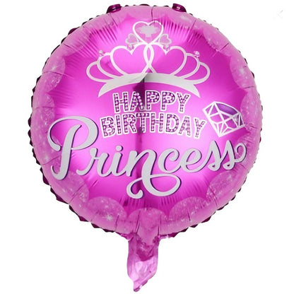 Balon din Folie Metalizata, ANGELBEAR, Figurine, Model Princess, Happy Birthday, Tematica Aniversare, 45 cm, Ambalaj Individual, Pai Inclus, Umflare cu Aer sau Heliu, Multicolor