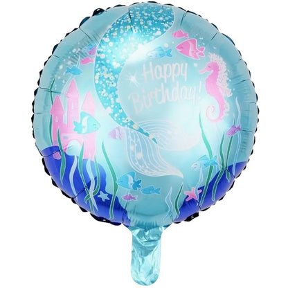 Balon din Folie Metalizata, ANGELBEAR, Mini Figurina Rotunda, Model Caluti de Mare, Happy Birthday, Tematica Aniversare, 45 cm, Ambalaj Individual, Pai Inclus, Umflare cu Aer sau Heliu, Multicolor
