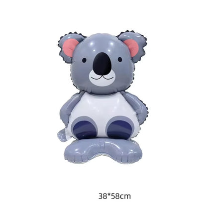 Balon din Folie Metalizata, ANGELBEAR, Mini Figurine Animalute, Model Koala, Tematica Aniversare, 38x58 cm, Ambalaj Individual, Pai Inclus, Umflare cu Aer sau Heliu, Multicolor