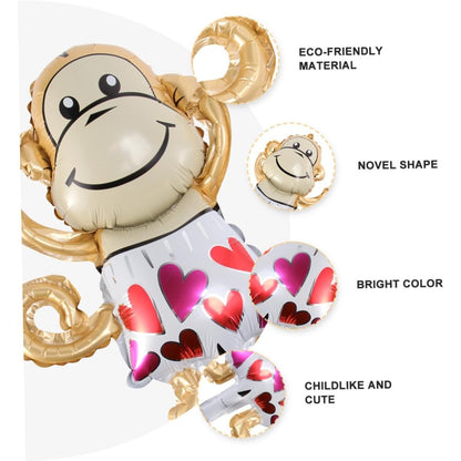 Balon din Folie Metalizata, ANGELBEAR, Mini Figurine Animalute, Model Maimutica, Tematica Aniversare, 45x28 cm, Ambalaj Individual, Pai Inclus, Umflare cu Aer sau Heliu, Multicolor