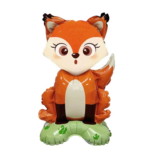Balon din Folie Metalizata, ANGELBEAR, Mini Figurine Animalute, Model Vulpe, Tematica Aniversare, 35x61 cm, Ambalaj Individual, Pai Inclus, Umflare cu Aer sau Heliu, Multicolor