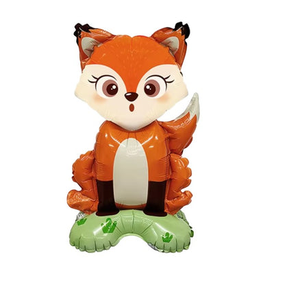Balon din Folie Metalizata, ANGELBEAR, Mini Figurine Animalute, Model Vulpe, Tematica Aniversare, 35x61 cm, Ambalaj Individual, Pai Inclus, Umflare cu Aer sau Heliu, Multicolor