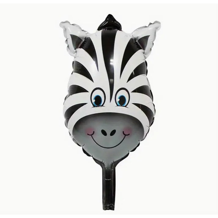 Balon din Folie Metalizata, ANGELBEAR, Mini Figurine Animalute, Model Zebra, Tematica Aniversare, 25x45 cm, Ambalaj Individual, Pai Inclus, Umflare cu Aer sau Heliu, Multicolor