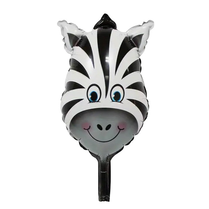 Balon din Folie Metalizata, ANGELBEAR, Mini Figurine Animalute, Model Zebra, Tematica Aniversare, 25x45 cm, Ambalaj Individual, Pai Inclus, Umflare cu Aer sau Heliu, Multicolor