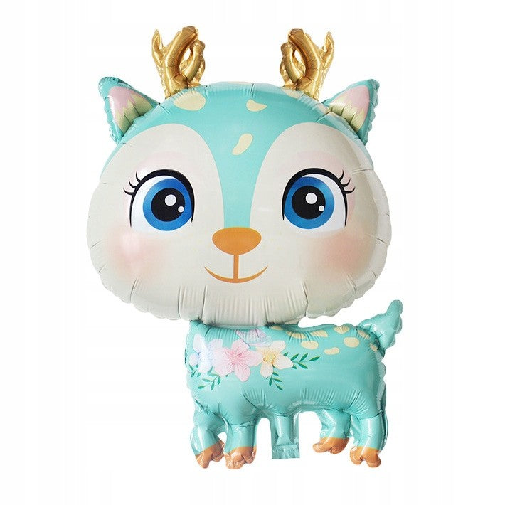 Balon din Folie Metalizata, ANGELBEAR, Mini Figurine, Model Cerb, Tematica Aniversare, 49x74.5 cm, Ambalaj Individual, Pai Inclus, Umflare cu Aer sau Heliu, Albastru